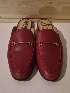 Sam Edelman Red Leather Backless Loafers Size 10M